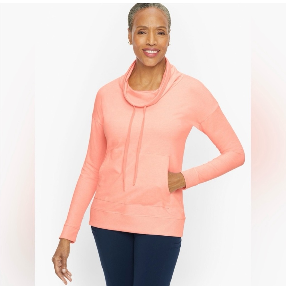 T by Talbots Funnel Neck Pullover. XL. Like New. Coral Pink.